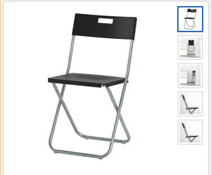 Ikea stolica na rasklapanje crna i bijela