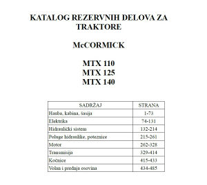 McCormick MTX 110 -125 -140 Katalog dijelova