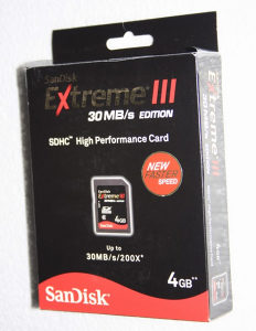 SD-HC 4GB 30MB/s Extreme III SanDisk, SD