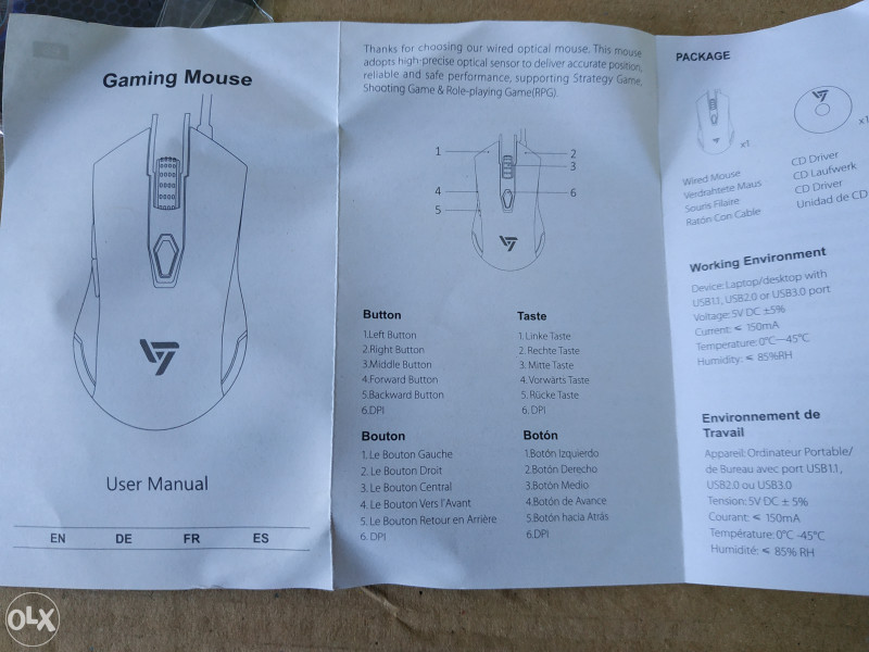 Gaming miš, 7 boja osvijetljnja, 6 DPI razina