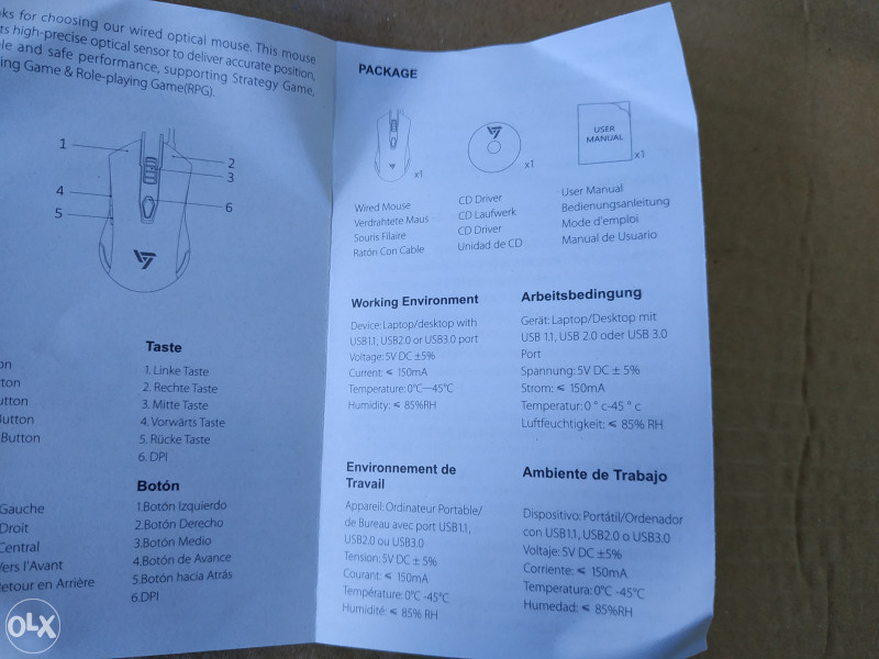 Gaming miš, 7 boja osvijetljnja, 6 DPI razina