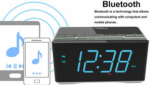 iTOMA Alarm Clock Radio,FM Radio,Bluetooth, Aux