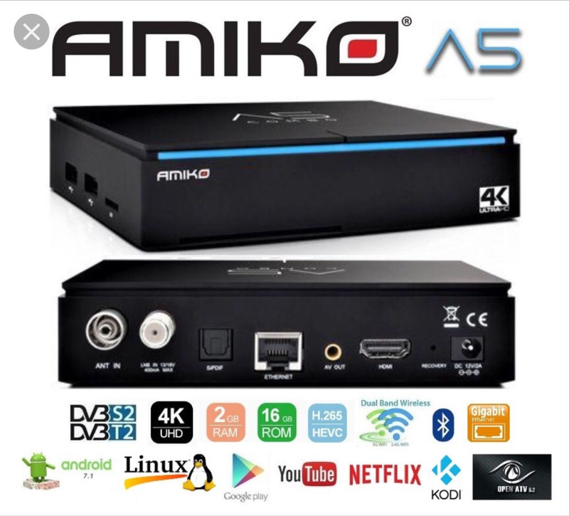 Amiko A5 4K Combo Android i Enigma 2 DVB S2/T2/C Hybrid