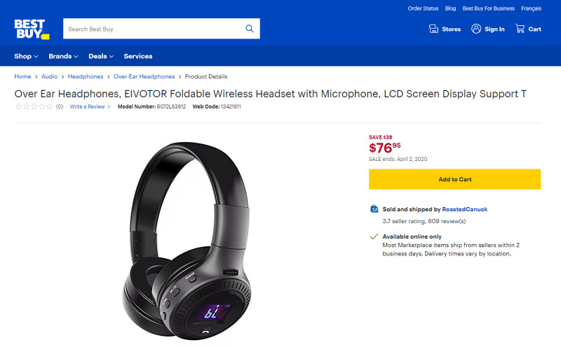 EIVOTOR B19 bluetooth slušalice s ekranom