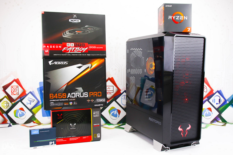 Gaming PC Prism 2; Ryzen 2700x; RX 590; SSD; HDD Desktop