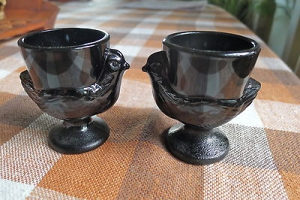 6 Vintage crne čaše za mlijeko HEN / CHICKEN Čajne jaja