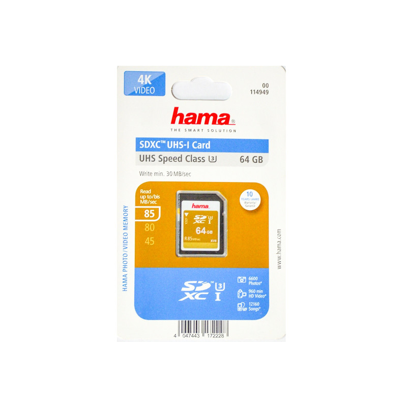 HAMA - microSDXC 64GB 64GB MicroSDXC UHS-I Classe 10 memoria flash