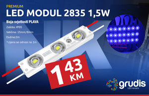 LED modul 2835 3 LENS 1,5W Crveni Premium za reklame