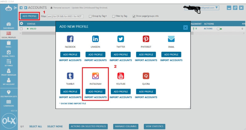 Jarvee - software za Facebook, Instagram, Twitter...