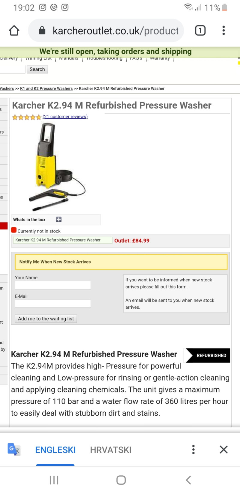 Perač Karcher K2 (DIJELOVI)