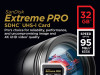SanDisk 32GB SDHC ExtremePro 95MB/s V30 U3 UHS-I