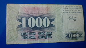 BiH 1000 dinara - 1992