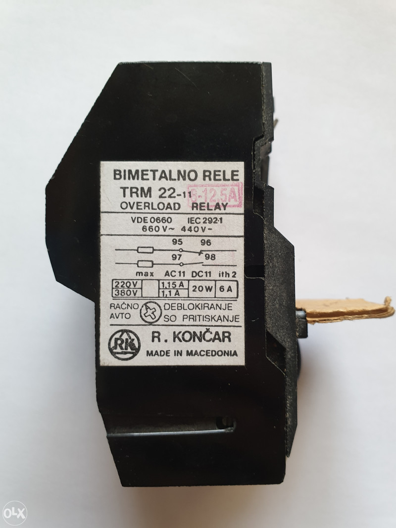 Bimetalni relej TRM 22 (8-12,5)A