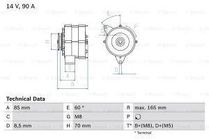 ALTERNATOR VW GOLF 1, 2, T2, T4, LT AUDI A80, 100